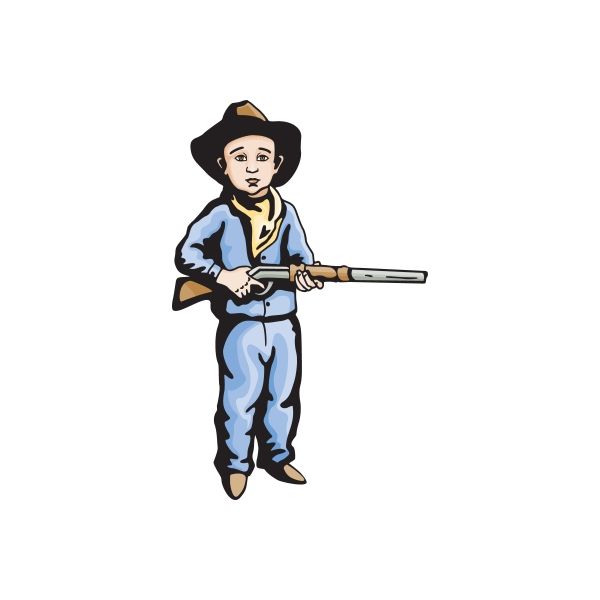 Cowboy kid vinyl wall decal sticker: cartoon cowboy in hat holding a rifle