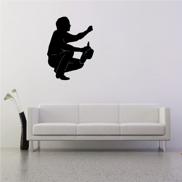 Cowboy praying decal, kneeling silhouette with one hand raised