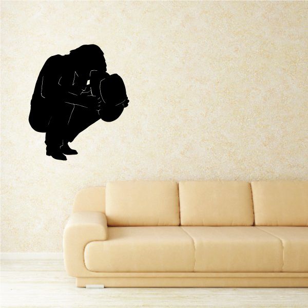 Cowboy praying decal, black silhouette looking down