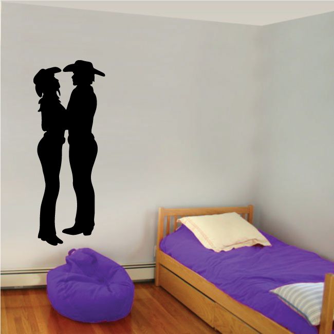 Cowboy love wall decal: two cowboy silhouettes