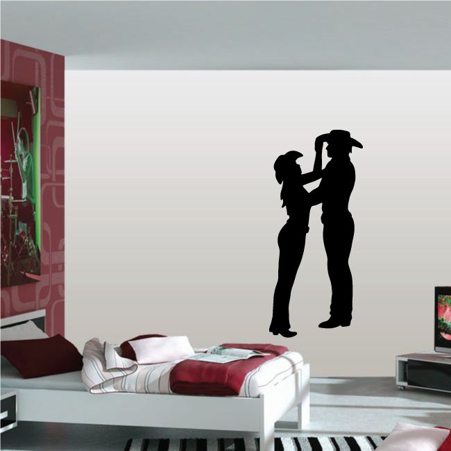 Cowboy and child silhouette vinyl wall decal sticker