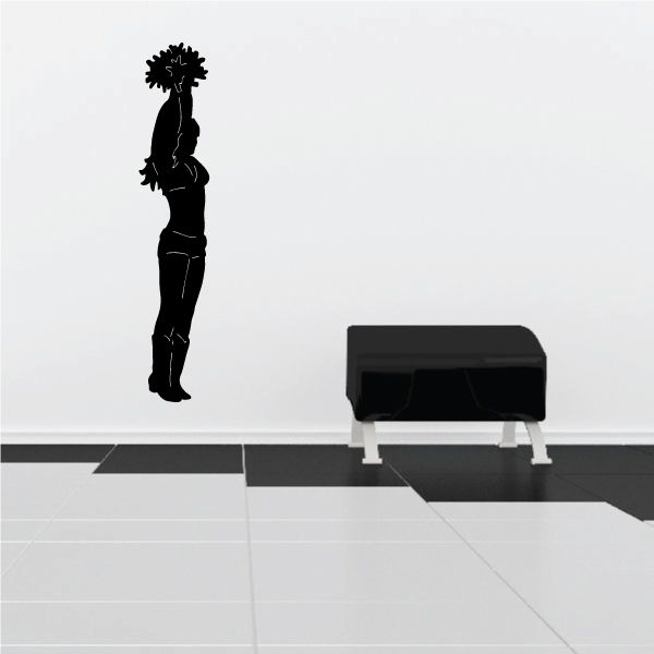 Cowgirl cheerleader decal silhouette of a black female with pom-poms