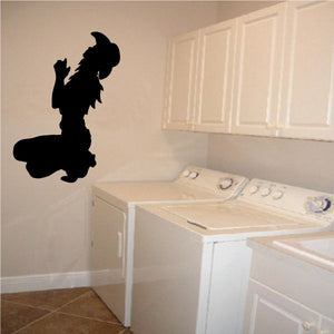 Black cowgirl wall decal silhouette with cowboy hat and raised arm