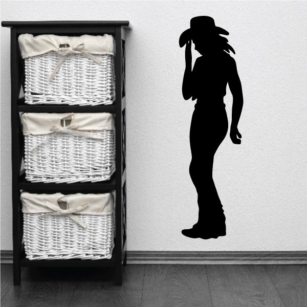 Cowgirl wall decal vinyl of black cowgirl silhouette
