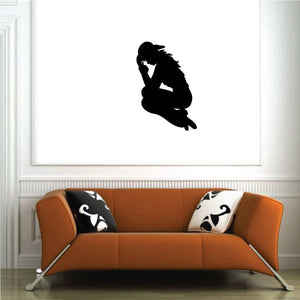 Cowgirl prayer wall decal vinyl sticker, black kneeling silhouette with hands together