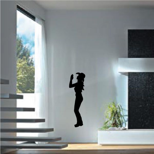 Cowgirl prayer wall decal vinyl, black silhouette of a praying woman kneeling