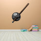 Cracked 8 ball billiard sticker with black ball and cue stick