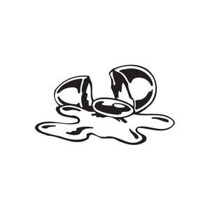 Cracked egg decal with black-and-white cracked shell graphic