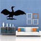 Crane flapping silhouette decal, black crane with wings spread