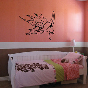 Crawling gastropod sea shell wall decal with black outline shell-creature design