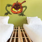 Crawling pumpkin printed die-cut decal with green tendrils and glowing jack-o-lantern face