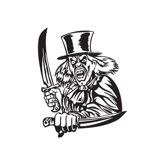 Image of Crazy Top Hat Clown with Knives Decal