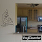 Creepy shark vinyl wall decal, black outline with menacing teeth
