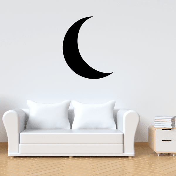 Black crescent moon wall decal