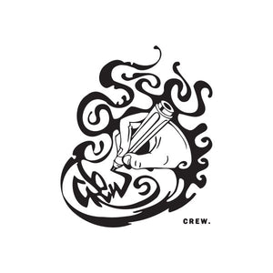 Black graffiti crew decal with stylized emblem and "CREW." text