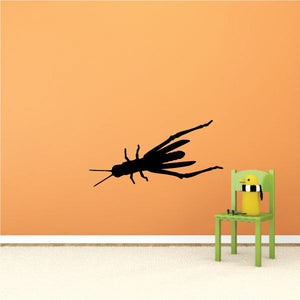 Black leaping cricket wall decal silhouette