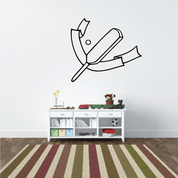 Cricket scroll template decal with bat and ball outline ribbon design