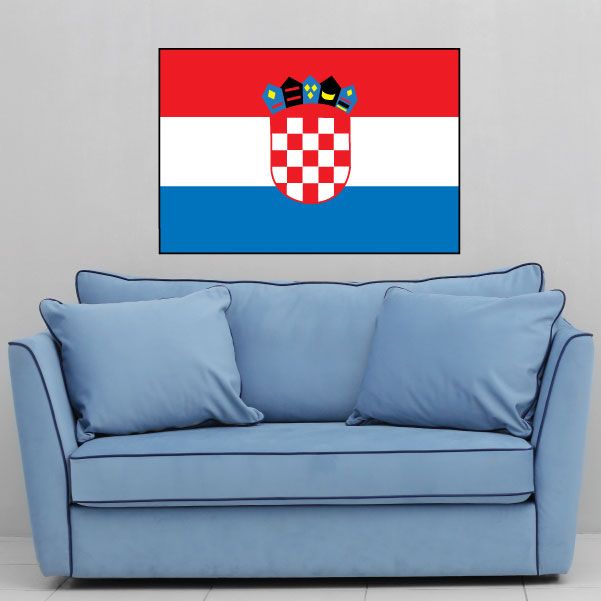 Croatia flag sticker with red, white, and blue shield design