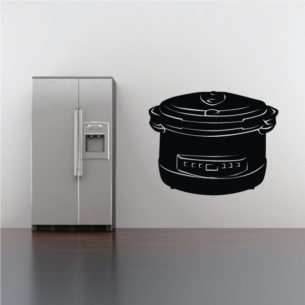 Crock Pot decal featuring a black slow cooker icon with white outline