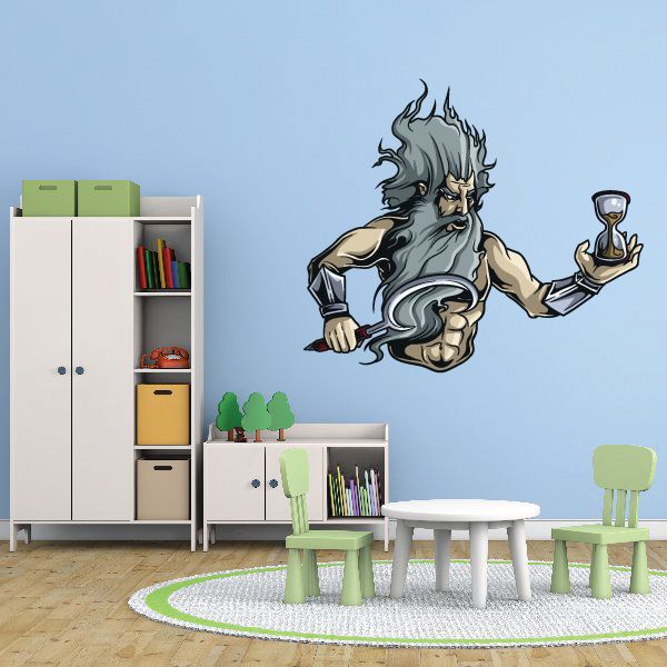 Dragon wall sticker holding a potion bottle, gray and black flames