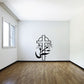 Black vinyl wall decal of a cross with lily-style floral stems