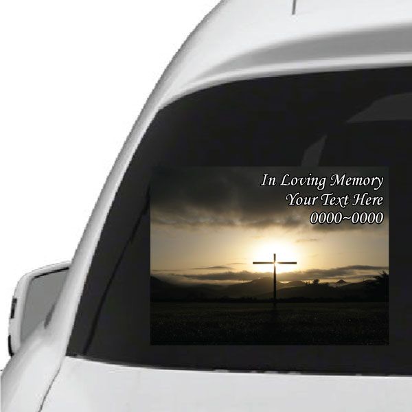 Image of Cross at Sunrise In Loving Memory Custom Rectangle Sticker