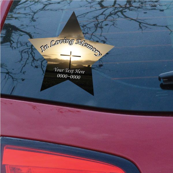 Image of Cross at Sunrise In Loving Memory Custom Star Sticker