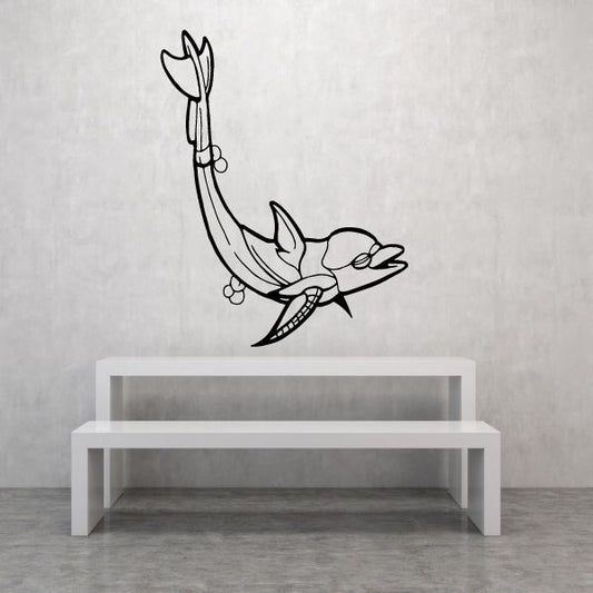 Image of Cross Contour Diving Dolphin Decal