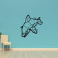 Dolphin line-art wall decal with cross contour style, outlined in black.