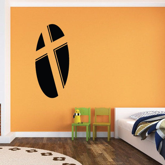 Image of Cross Cutout from Oval Decal