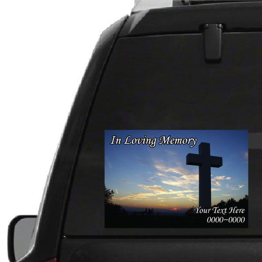 Image of Cross In Loving Memory Custom Rectangle Sticker