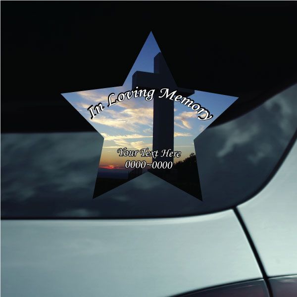 Image of Cross In Loving Memory Custom Star Sticker