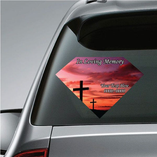 Image of Cross in Pink Sunset In Loving Memory Custom Diamond Sticker