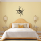 Black spider wall decal with web detail and legs, cross spider outline design