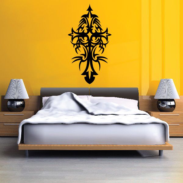 Tribal cross vinyl wall decal, black tribal pattern