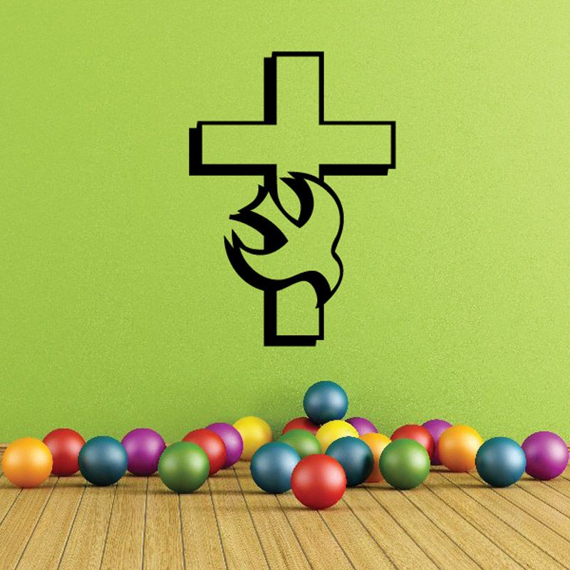 Image of Cross with Bird Shadow Decal