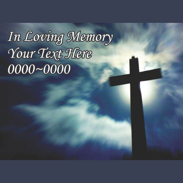 Image of Cross With Blue Skies In Loving Memory Custom Rectangle Sticker