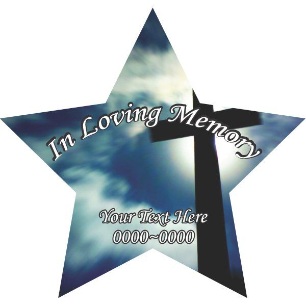 Image of Cross with Blue Skies In Loving Memory Custom Star Sticker