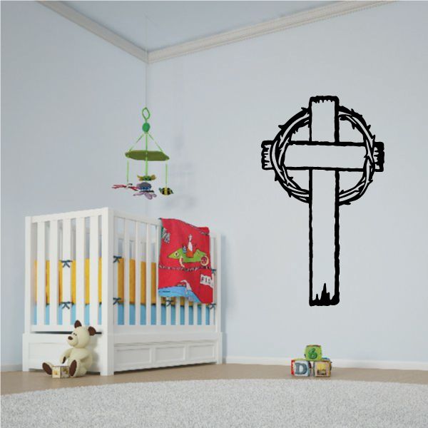 Image of Cross with Crown of Thorns Decal