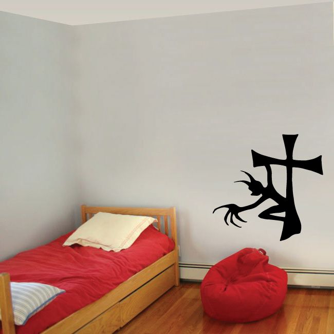 Image of Cross with Demon Decal