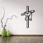 Black cross wall decal with draped ribbon detail
