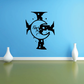 Black crescent moon decal with face and small hole cutouts