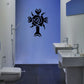Black cross with rose decal, stylized floral cross wall sticker