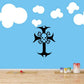 Skull-and-cross wall decal with blue outline and black anchor-style cross