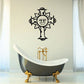 Sun face cross wall decal sticker, black and white line art