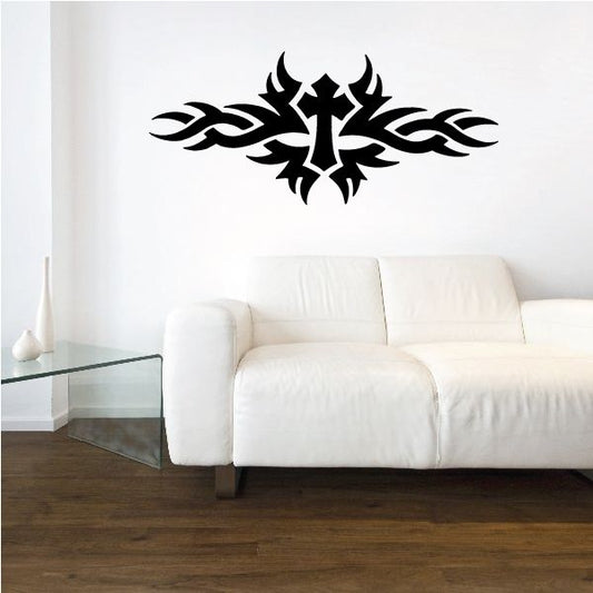 Image of Cross with Tribal Fire Decal