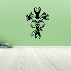 Wind sprite mask cross decal with green and black line art