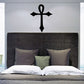 Crossed ankh decal, black Egyptian cross symbol wall sticker