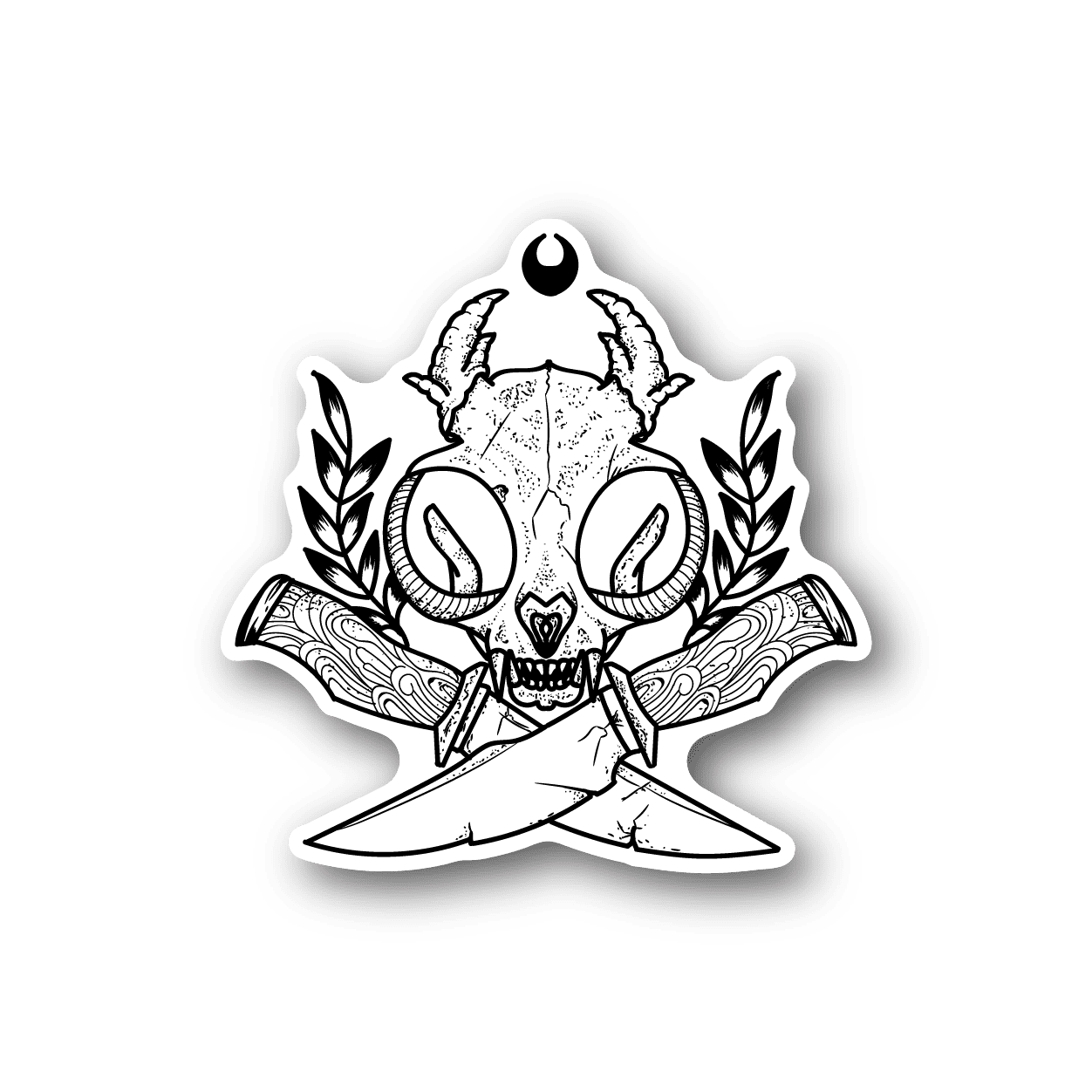 Image of Crossed Daggers Animal Skull Sticker