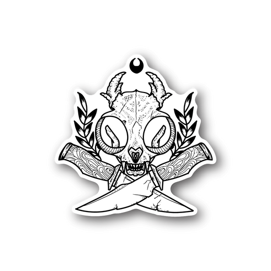 Image of Crossed Daggers Animal Skull Sticker